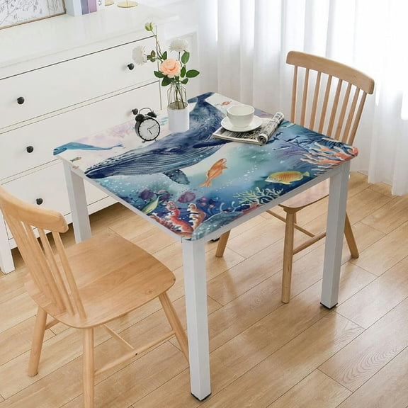 HAOXIT Rectangle Table Cloths,Watercolor Tablecloth Cotton Linens Table Covers for Kitchen Dinning Wedding Decoration,Anti-Stain/Wrinkle,Star 36*36