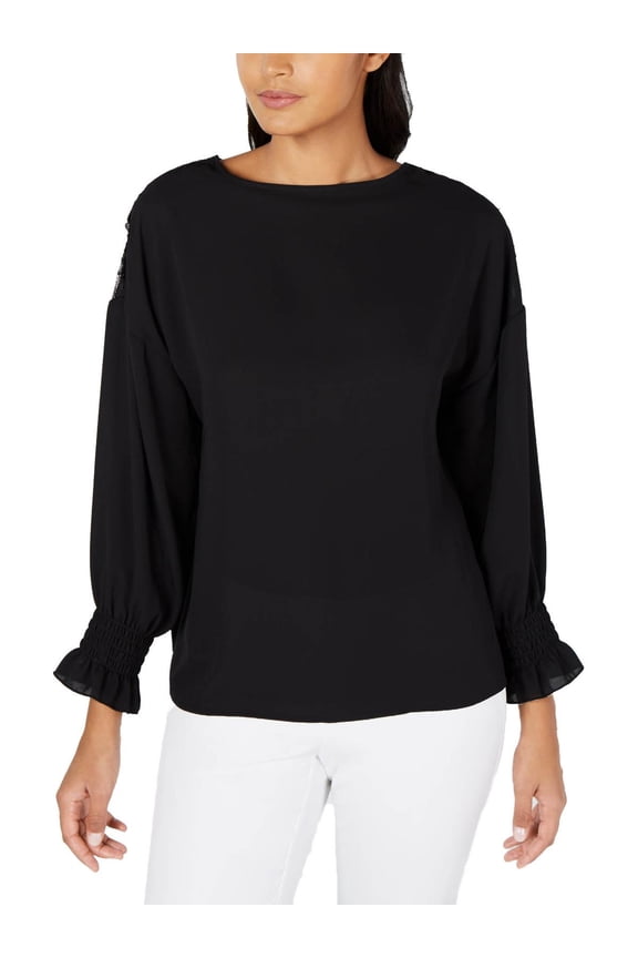 Womens Lace Dressy Blouse Black XL