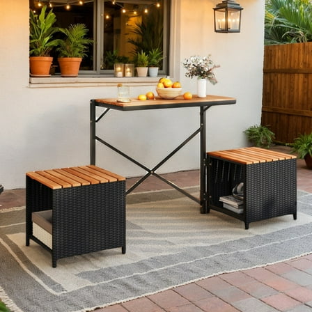 GVN Outdoor Conversation Sets,Patio Furniture Sets,2-in-1 Transforming Picnic Table and Chairs Set with Storage