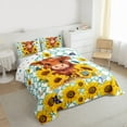 thumbnail image 3 of jejeloiu Cute Highland Cattle Bedding Comforter Set,Country Floral Sunflower Twin Comforter Sets,Retro Geometric Rhombus Bedding Set For Kids,Microfiber Bedroom Decor Reversible,2-Piece, 3 of 8