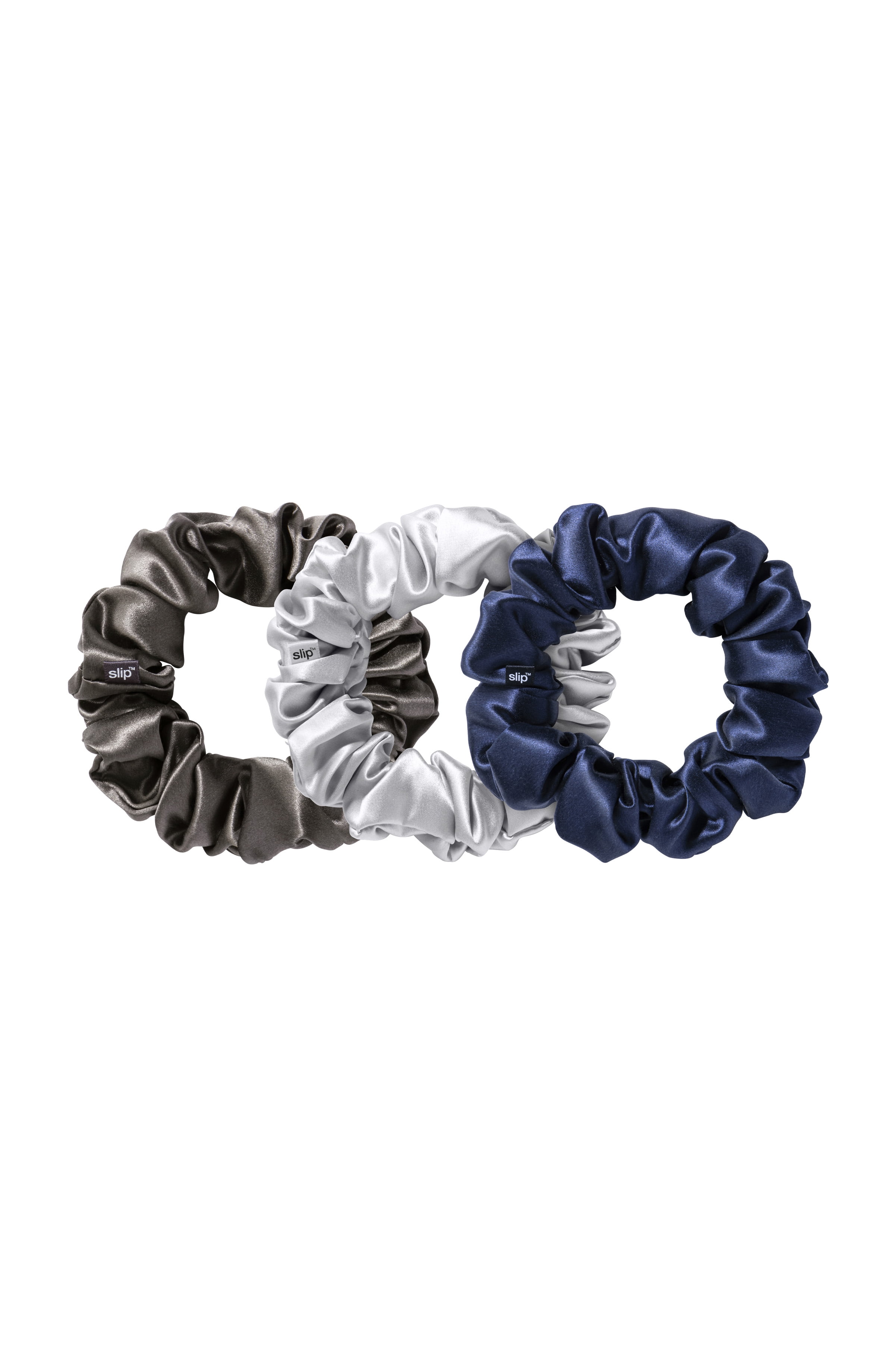 Slip Pure Silk Midnight Large Scrunchies Hair Tie, Assorted Colors, 3 ct
