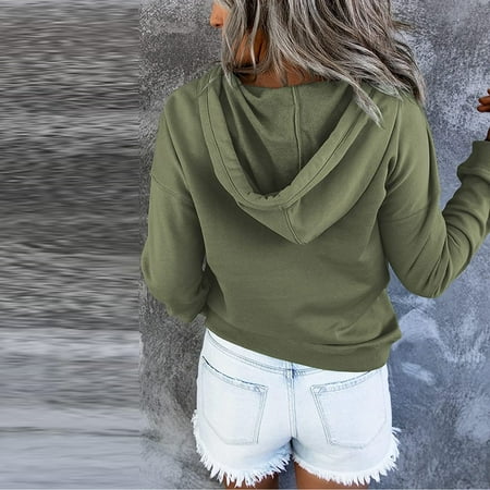 gvdentm Womens Hoodies Sweatshirt Leisure Women's Hooded Sweatshirt Casual Soft Brushed Hoody Drop Shoulder Full Zip Up Hoodie Size