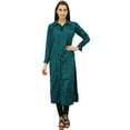 Bimba Women Straight Collar Slit Kurta Kurti Printed Rayon Tunic Full
