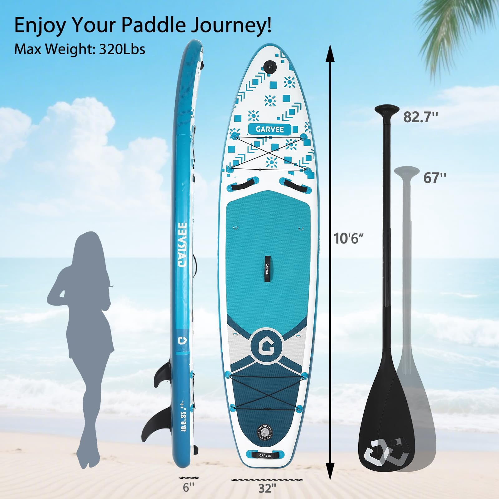 10'6" Inflatable Stand Up Paddle Board with Premium SUP Accessories, Anti-Slip EVA Deck, Built-in Camera Mount, Wide & Stable Design Paddle Boards for All Skill Levels