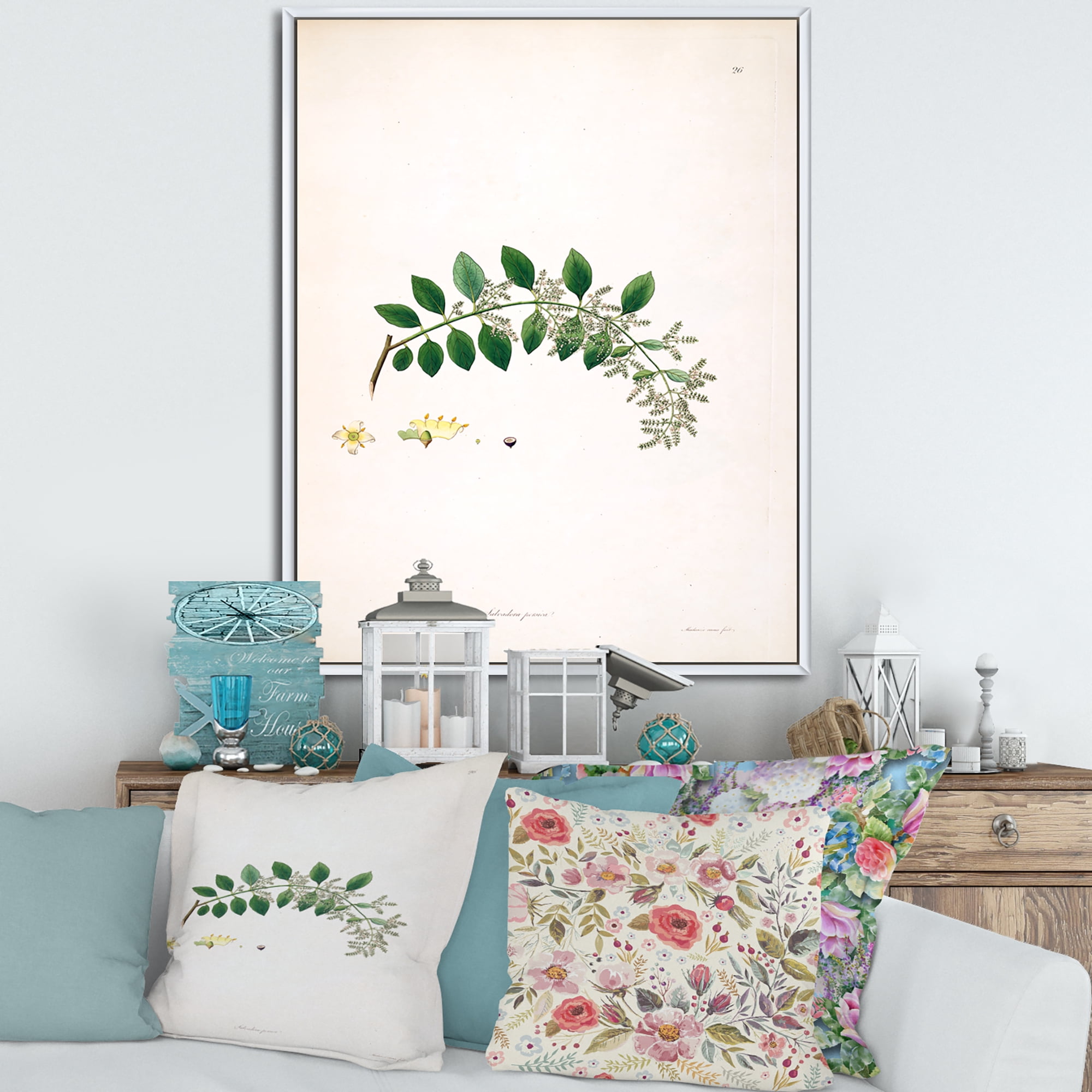 Designart 'Ancient Plant Life XVIII' Farmhouse Framed Canvas Wall Art Print
