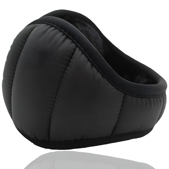 TELOLY Down Winter Ear Warmers | Behind-the-Head Adjustable & Foldable Earmuffs - black