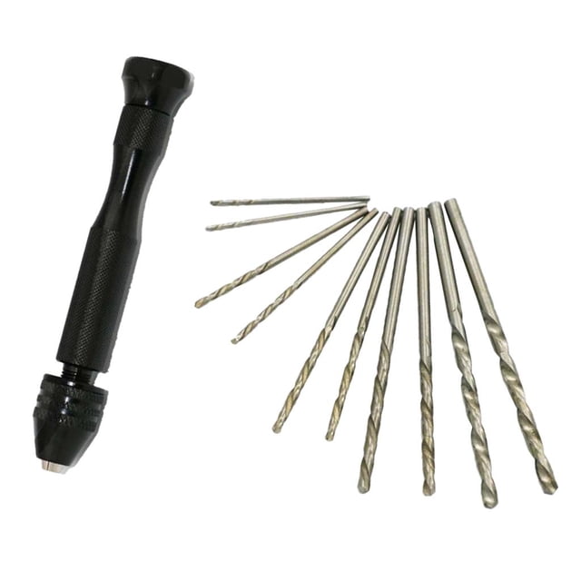 Broca Manual DYNWAVEMX de Aleación de Aluminio Negro Portabrocas Sin Llave +10 Taladros Helicoidales