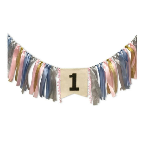 1st Birthday Party Decoration Set Blue Pink Theme Banner Photo Props Colorful Cloth Balloons Tableware