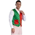 thumbnail image 6 of YiZYiF Men's Mrs Santa Claus Christmas Elf Vest Costume Sleeveless Red Green Color Block Waistcoat Top Red&Green L, 6 of 7