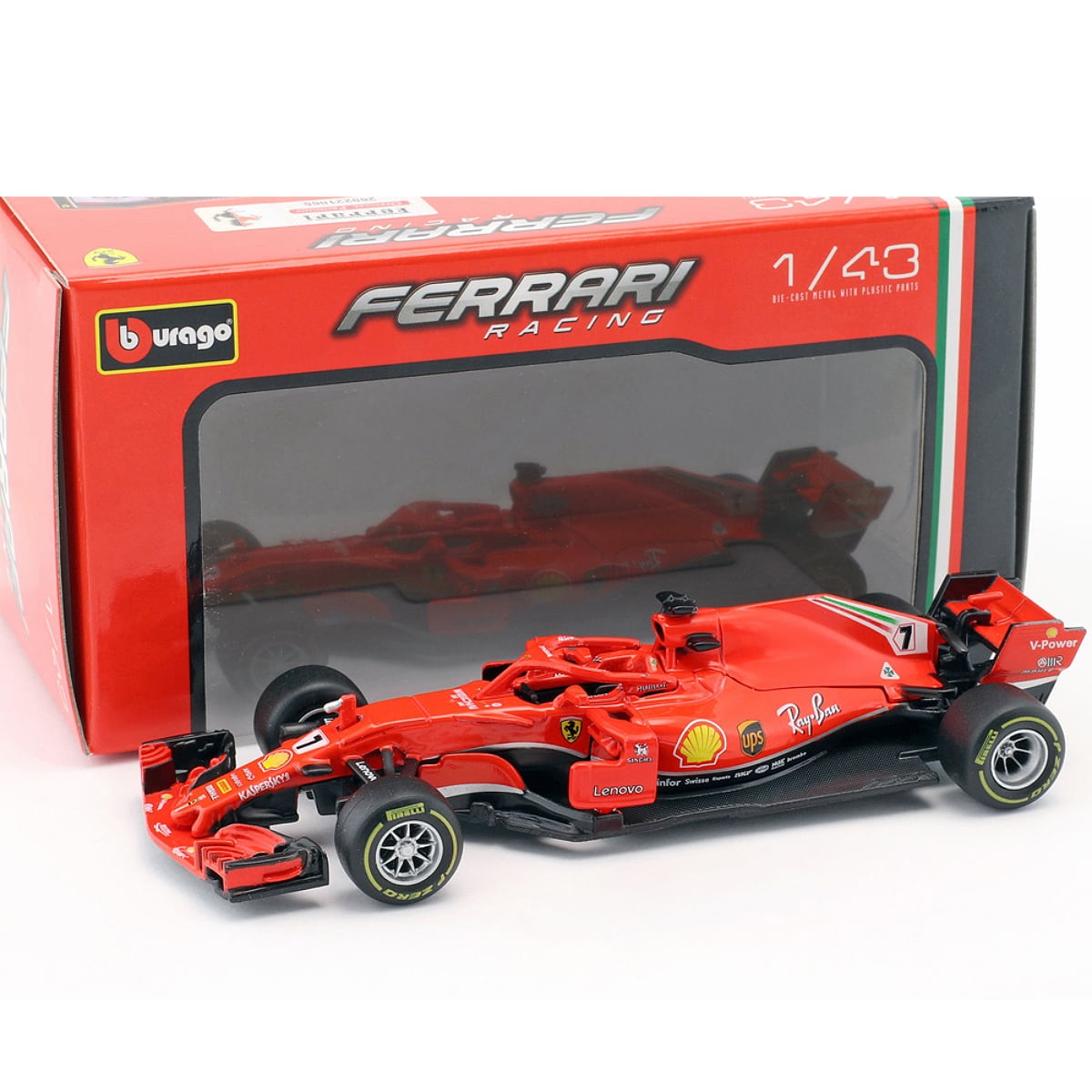 BBURAGO1:18 Scale F1 2018 Ferrari SF71-H No.7 Kimi Räikkönen Metal Model Car New 