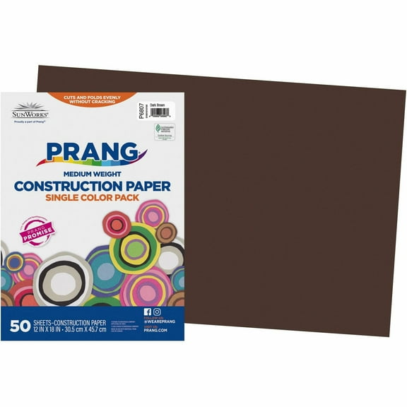 SunWorks, PAC6807, Construction Paper, 50 / Pack, Dark Brown