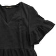 thumbnail image 4 of FANCYINN Womens Black Shift Dress with Pockets Fully Lined Bell Sleeve Ruffle Hem V Neck Spring Swing Tunic Mini Dress XL, 4 of 5