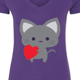 thumbnail image 4 of Inktastic Heart Cat Women's V-Neck T-Shirt, 4 of 5
