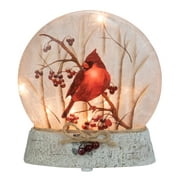 8" Brown and Red Lighted Cardinal Winter Wonderland Christmas Tabletop Decoration