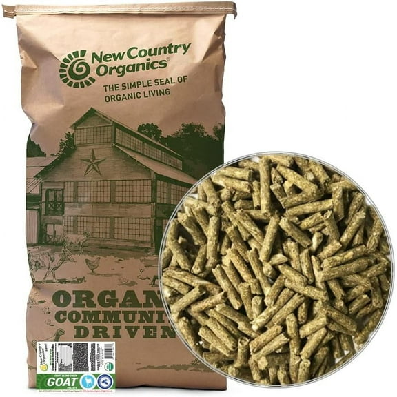 New Country Organics | Goat Feed Pellets 40lb | for All Stages of Goats | Daily Goat Food | 15% Protein | Soy-Free, Certified Organic and Non-GMO, Made in North America | 40lbs Bag