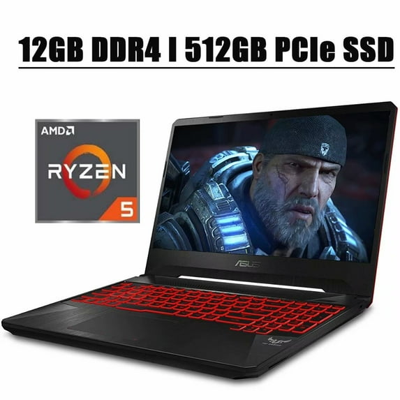 ASUS TUF FX505 2020 Flagship Gaming Laptop I 15.6" FHD 60Hz Display I AMD Quad-Core Ryzen 5 3550H Processor I 12GB DDR4 512GB PCIe SSD I 4GB RX560 Red Backlit Keyboard 720p Webcam WIFI HDMI Win 10