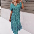 thumbnail image 4 of Robe d'Été pour Femmes 2024 Mode Grande Taille Décontractée Printemps et Col en V Manches Trois-Quarts Robe Imprimée 50 % de Réduction!, 4 of 8