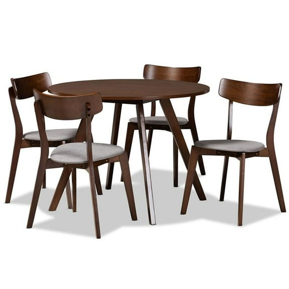 Bowery Hill Light Gray Fabric Upholstered Wood 5-Piece Dining Set