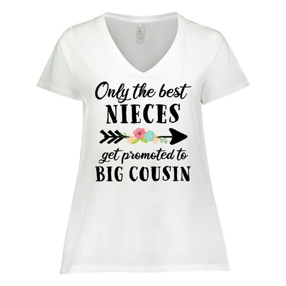 Inktastic Only the Best Nieces Get Promoted to Big Cousin Women's Plus Size V-Neck T-Shirt