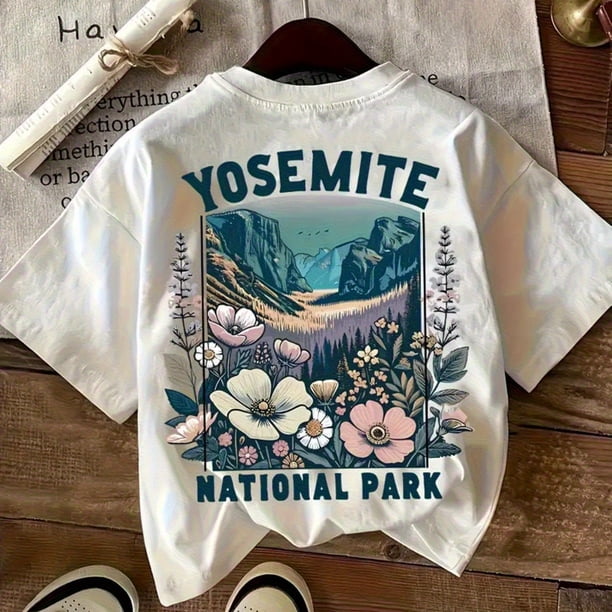 1pc Summer New 100% Cotton " NaTioNaL PaRK"Double Sided Print Round Neck Short Sleeves Girls' T-shirts