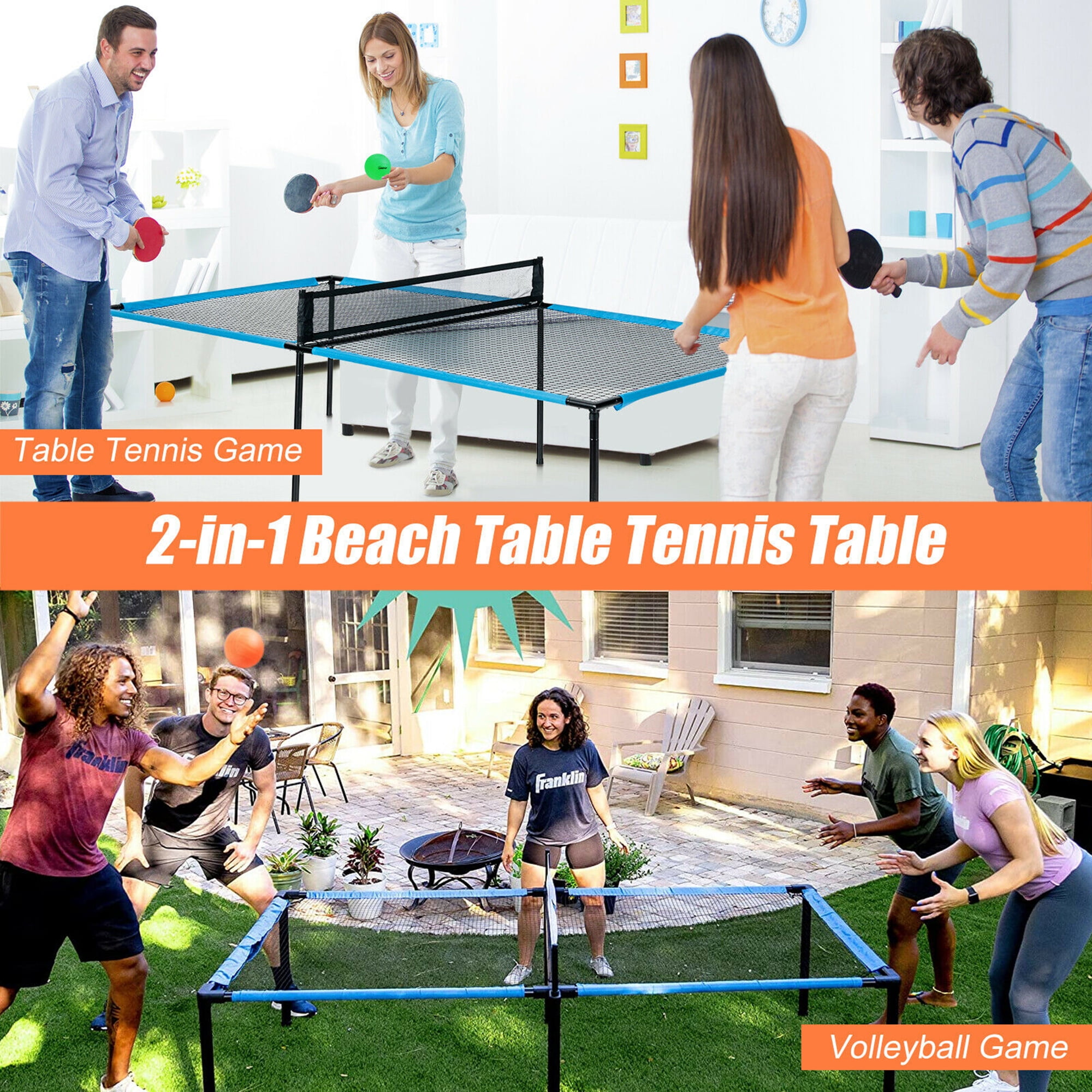 Anywhere Sports - Portable Trampoline Ping Pong Table Tennis Game for  Indoor or Outdoor Use, Includes Two Paddles, Six Balls, Storage Bag, and