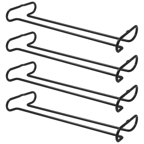 4 Pcs Black Wall Mounted Wine Glass Rack, Under Cabinet Metal Stemware Holder, Iron Wine Glass Hanging Rack, for Kitchen, Bar