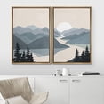thumbnail image 3 of IDEA4WALL Framed Canvas Print Wall Art Green Pastel Watercolor Mountain Forrest Lake Valley Abstract Shapes Modern Landscape Nature for Living Room, Bedroom, Office - 16"x24"x2 Natural, 3 of 5