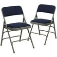 thumbnail image 3 of Emma + Oliver 2 Pack Curved Triple Braced Navy Fabric Metal Folding Chair, 3 of 15