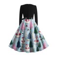 thumbnail image 4 of Christmas Dresses for Women Women's Fashionable And Elegant Autmn And Winter Long-sleeved Round Neck Christmas Print Dress for Holiday Party,Sky Blue,2XL, 4 of 5