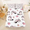 thumbnail image 4 of Manfei Cute Cat Kitten King Sheets, Cartoon Cupcake Bedding, Pink White, 4-Piece, 1 Flat Sheet, 1 Fitted Sheet and 2 Pillowcases, 4 of 6
