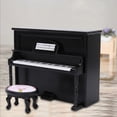 thumbnail image 4 of 1:12 Doll House Accessories Mini Upright Piano Model Toy with Stool Simulation Furniture Black, 4 of 8