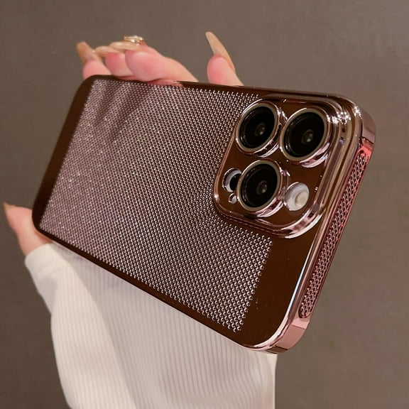 Heat Dissipation Breathable Cooling Case for iPhone 14 13 12 11 Pro Max Plating Electroplate Shockproof Slim Cover (for iPhone 11 Pro Max,Pink)