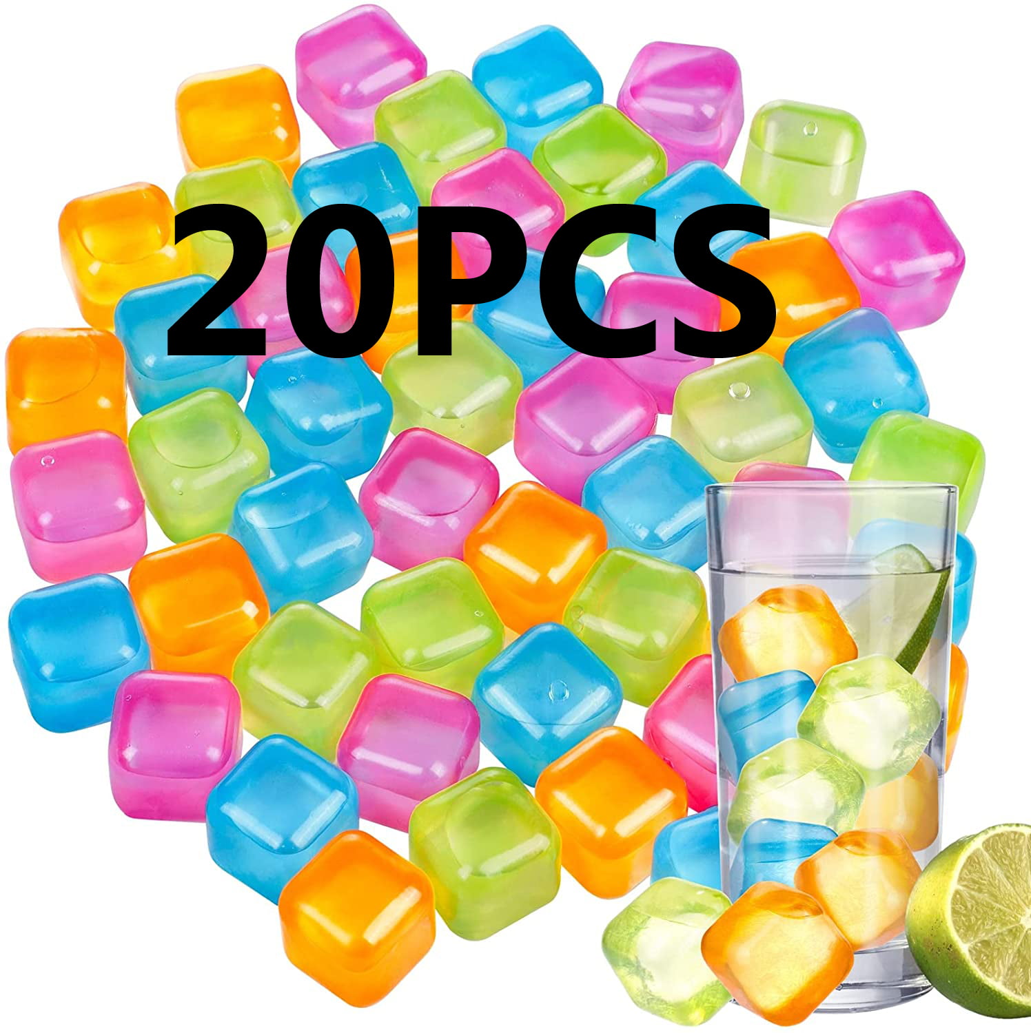 Pack of 20 HOFA Reusable Frosted Plastic Ice Cubes 