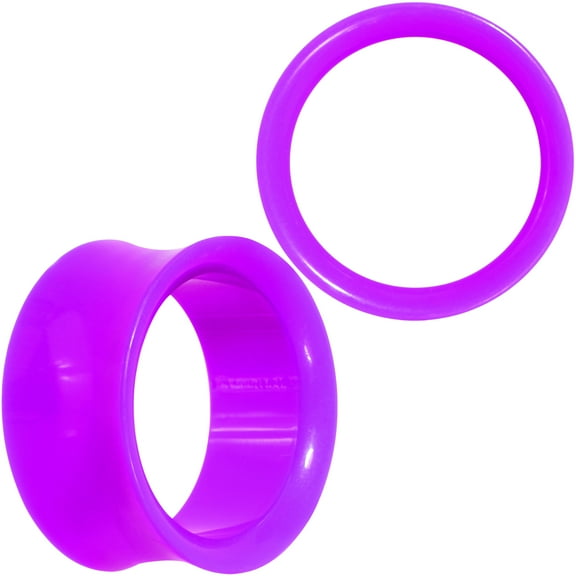 Body Candy Womens .945" 2Pc Purple UV Acrylic Saddle Plugs Double Flare Plug Tunnel Ear Plug Gauges 24mm