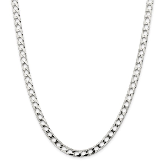 Sterling Silver 6.25mm Polished Open Curb Chain Bracelet - 12.2 Grams - 8 Inch