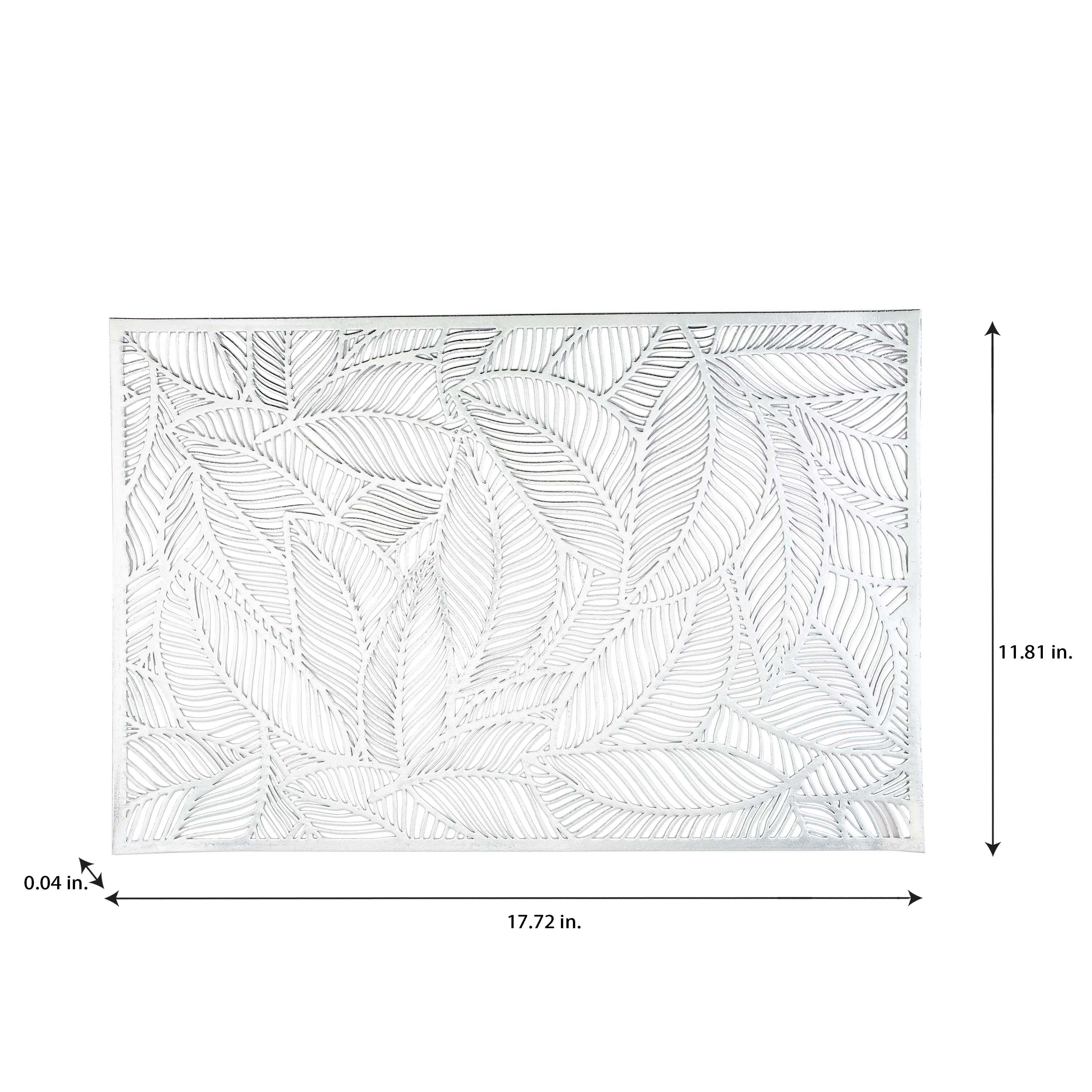 Home Details Set of Four Pear Leaf Laser Cut Table Place Mat, Silver