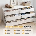 thumbnail image 4 of Ktaxon Fluted 6 Drawer Double Dresser Wood Dresser Storage Cabinet Drawer Organizer Chest of Drawers for Bedroom, White, 4 of 11