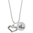 thumbnail image 1 of Delight Jewelry Silvertone Heart with 3 AB Crystals - Believe Faith Prayer Silvertone Script Initial Disc - K - Charm Necklace, 20"+3", 1 of 4