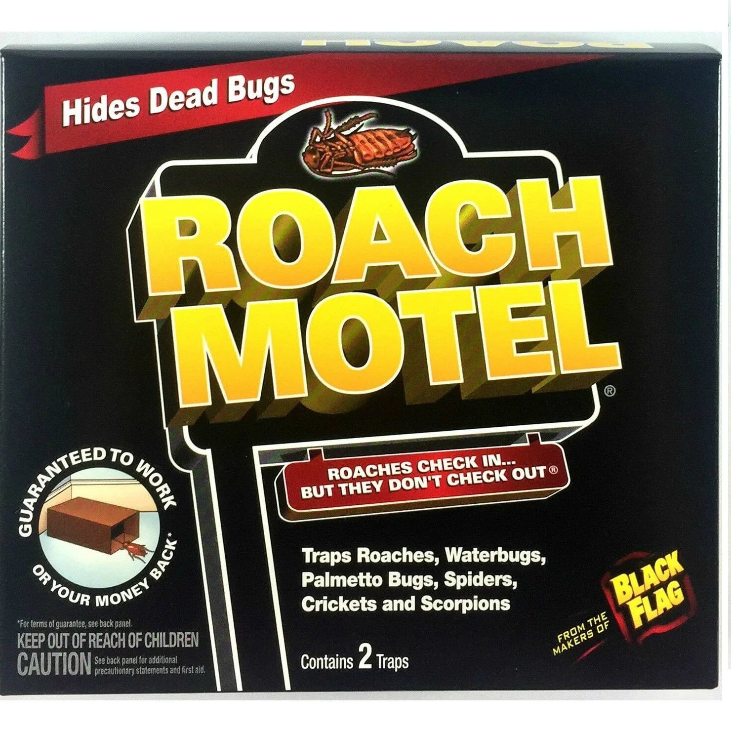 Black Flag Roach Motel Cockroach Killer bait Glue Trap 2 ct, Pack of 4