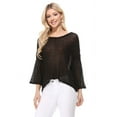 thumbnail image 2 of Yemak Women's Semi Sheer Open Back Batwing Sleeve Loose Knit Top Ivory-M-BD, 2 of 5