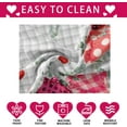 thumbnail image 6 of Valentines Day Romantic Plaid Love Hearts Eucalyptus Leaves Tablecloth Cloth Round Washable Table Covers for Indoor Outdoor Dining Table Home Party Decorations 60x60 Inch, 6 of 6