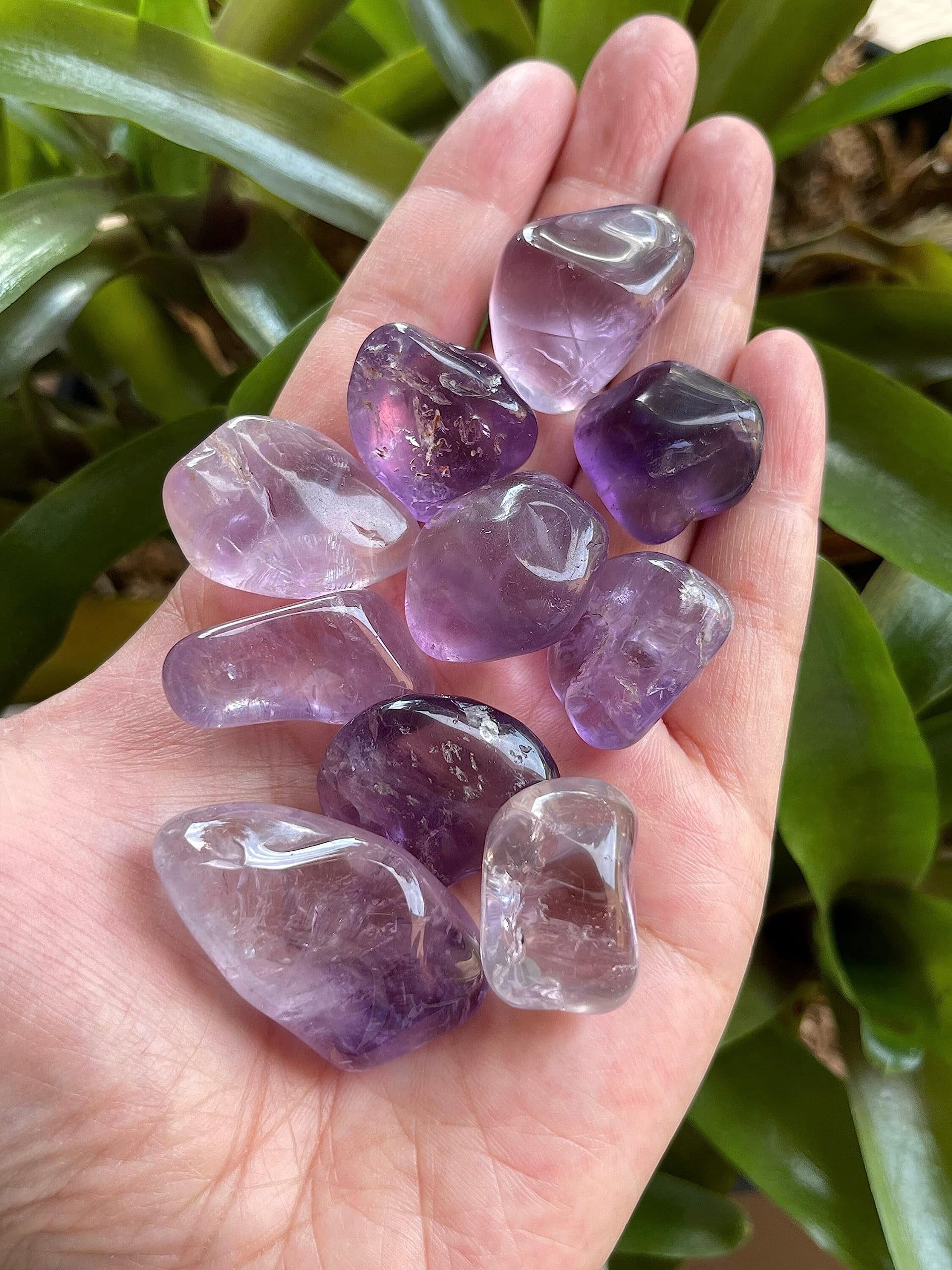 Amethyst Tumbled Stones, Polished Natural Amethyst Gemstone, Amethyst Healing Crystals (Amethyst, 0.5 Pound)