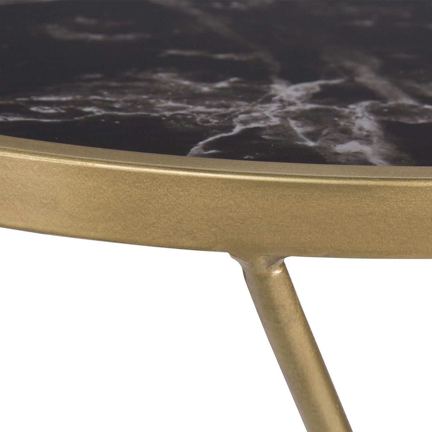 hometrends Marble Accent Side Table with Glass Top