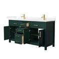 thumbnail image 2 of Beckett 66" Green Double Vanity & White Quartz Top (1-Hole) & Gold Trim, 2 of 5