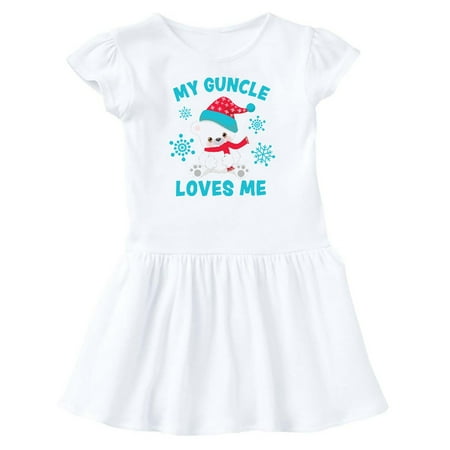 

Inktastic Polar Bear My Guncle Loves Me in Santa Hat with Snowflakes Gift Baby Girl Dress