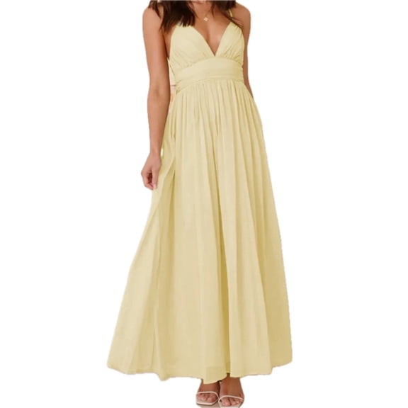 Women's Ruched V Neck Cami Dress 100% Polyester Lightweight Silky Feel Everyday Wear Ideal for Warm Weather Season