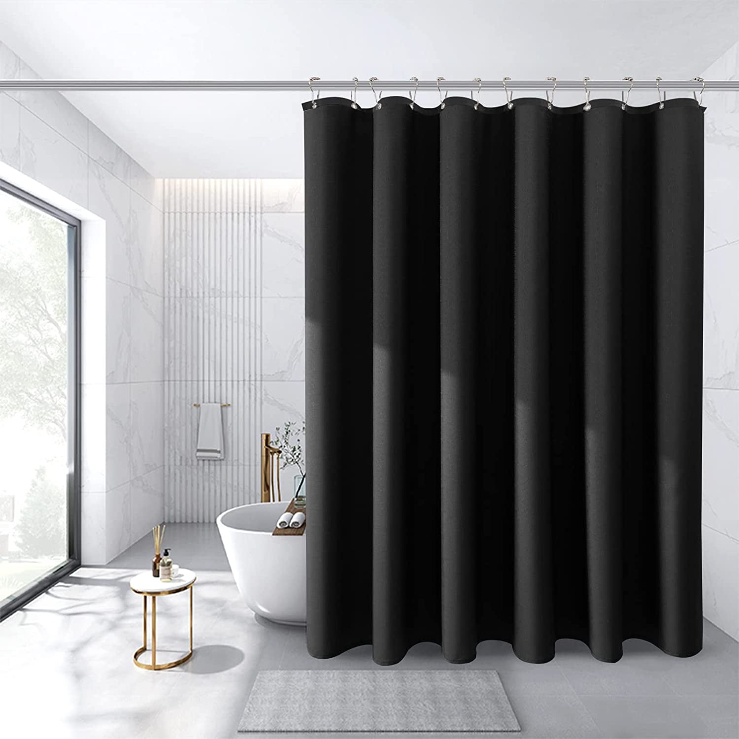 Naturoom Grey Shower Curtain Set 12 Hooks,Water Resistant Ombre Shower  Curtains