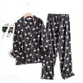 thumbnail image 4 of Pyjama en Flanelle de Coton pour la Maison Imprimé Simple Ample Automne et Hiver Manches Longues Ensemble de Pyjamas pour Femmes tzw, 4 of 6