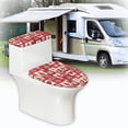 thumbnail image 6 of HELLHERO 2 Piece Set Bathroom Toilet Cover Set for Bathroom Supplies Christmas Element Patchwork Design Elastic Edge Toilet Lid Covers Stretch, 6 of 8