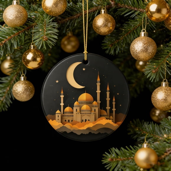 3Pcs Ramadan Hanging Decoration, Uscallm Ramadan Decorations Islamic Hanging Ornament Crescent Moon Minaret Garland Acrylic Home Decor Ramadan Festival Eid Mubarak Gift